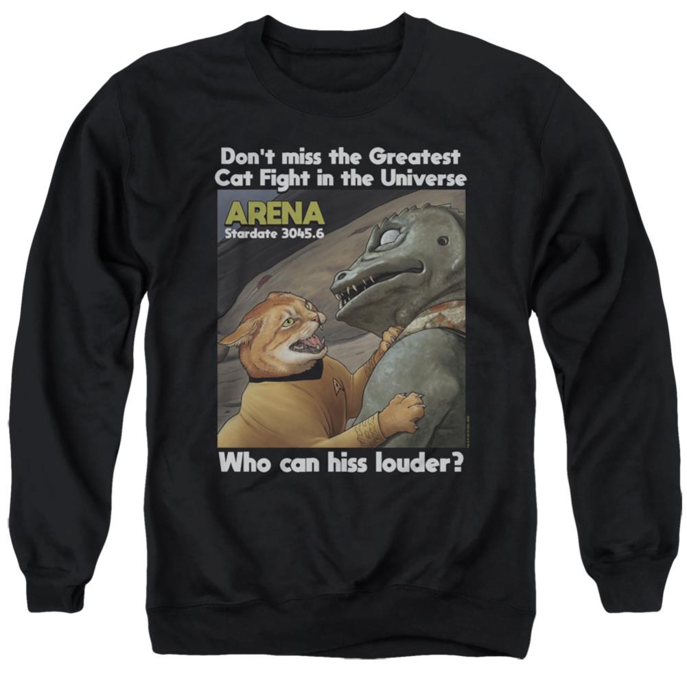Star Trek Cat Fight Men's Crewneck 50 50 Poly Long-Sleeve T-Shirt