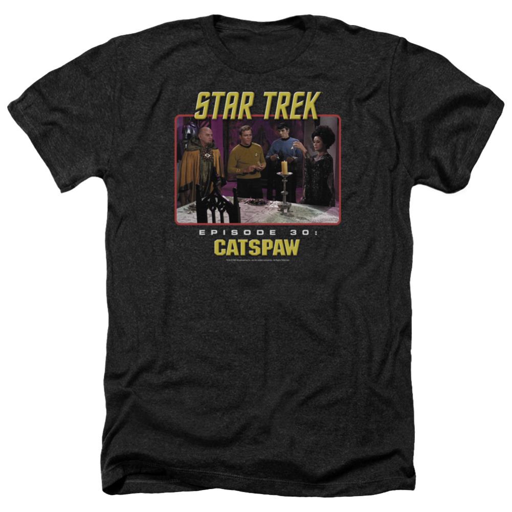 Star Trek Cats Paw Men's 30/1 Heather 60 40 Poly Short-Sleeve T-Shirt