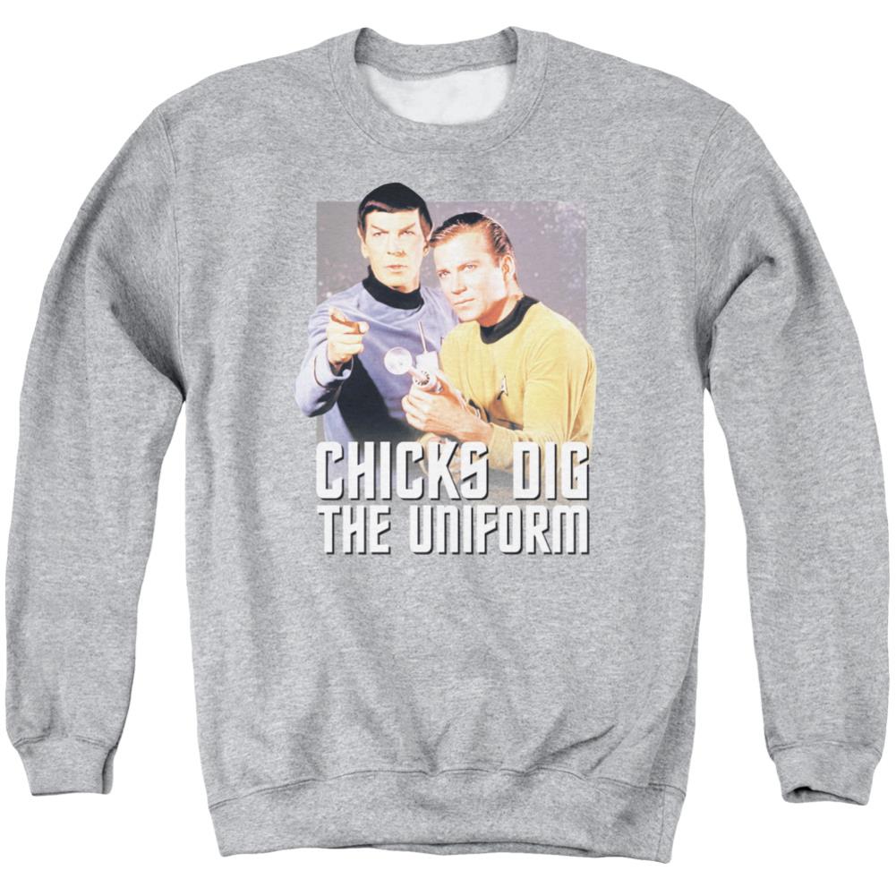 Star Trek Chicks Dig Men's Crewneck 50 50 Poly Long-Sleeve T-Shirt