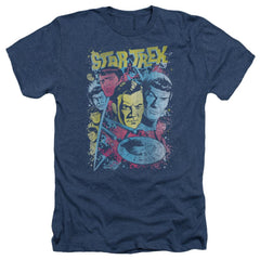 Star Trek Classic Crew Illustrated Men's 30/1 Heather 60 40 Poly Short-Sleeve T-Shirt