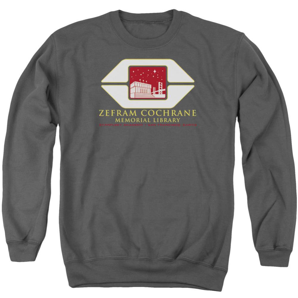 Star Trek Cochrane Library Men's Crewneck 50 50 Poly Long-Sleeve T-Shirt