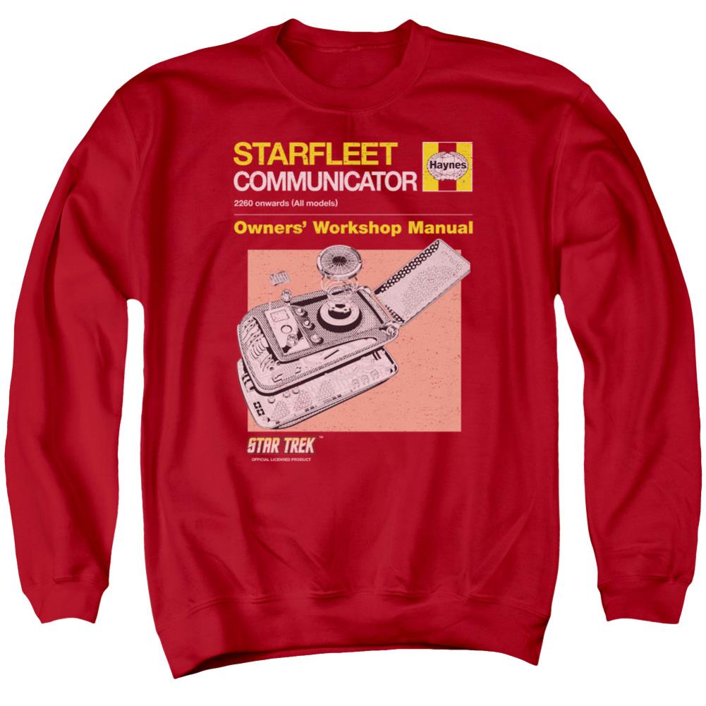 Star Trek Comm Manual Men's Crewneck 50 50 Poly Long-Sleeve T-Shirt