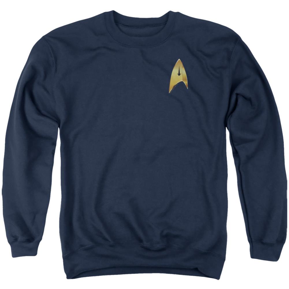 Star Trek Command Badge Men's Crewneck 50 50 Poly Long-Sleeve T-Shirt