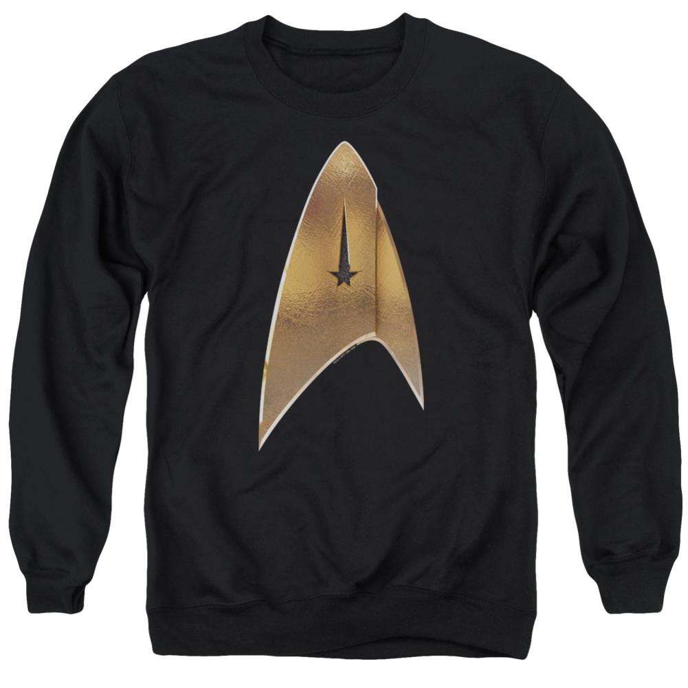 Star Trek Command Shield Men's Crewneck 50 50 Poly Long-Sleeve T-Shirt