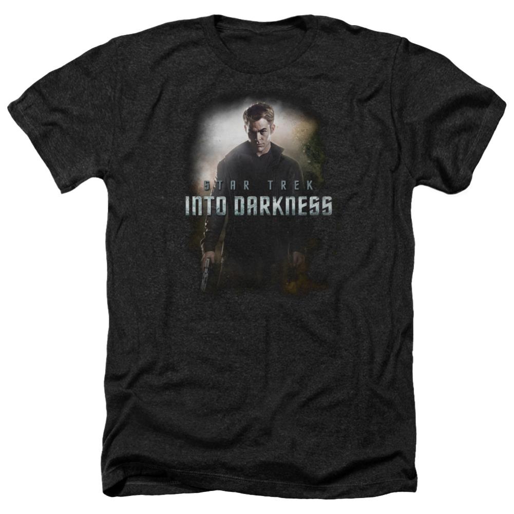 Star Trek Darkness Kirk Men's 30/1 Heather 60 40 Poly Short-Sleeve T-Shirt