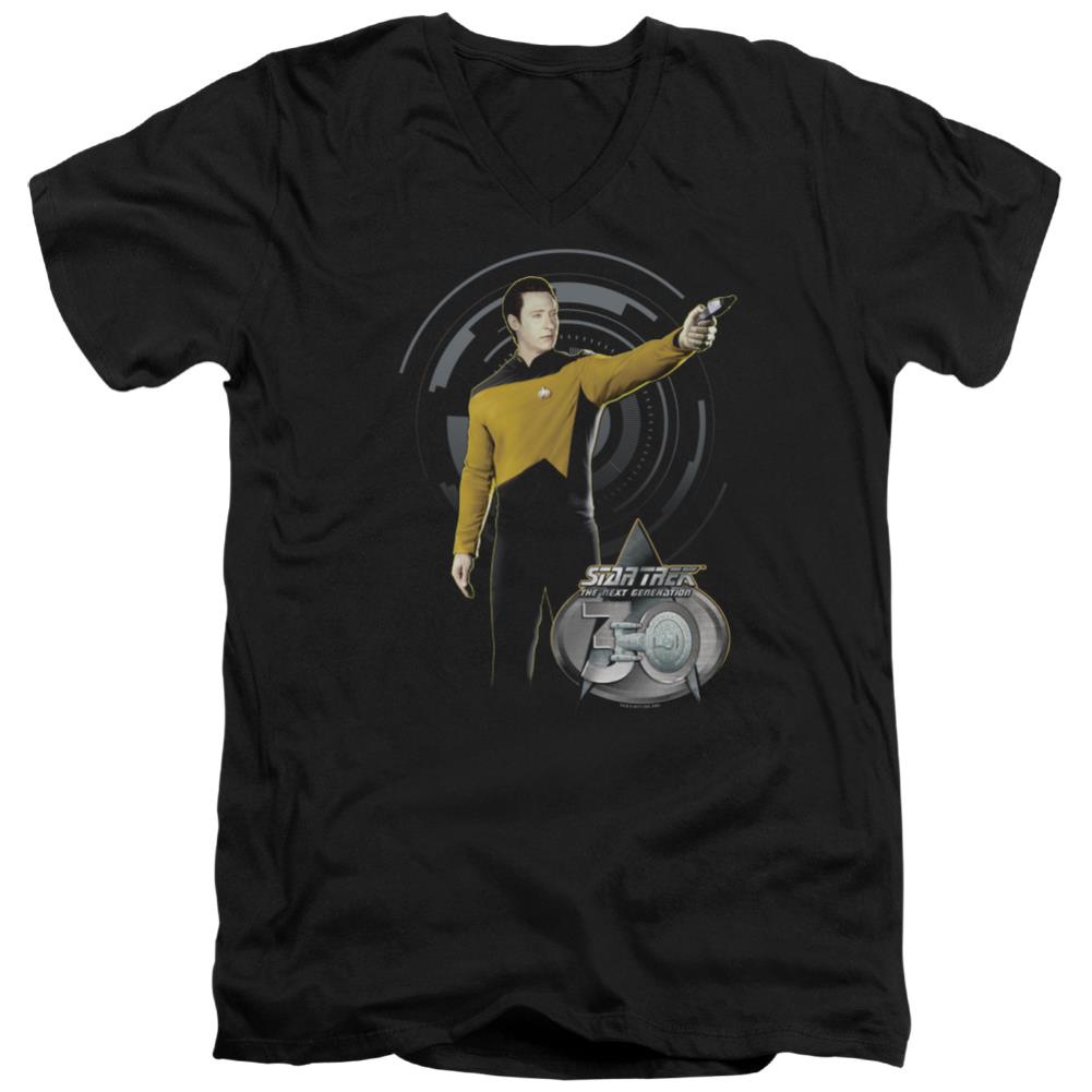 Star Trek Data 30 Men's 30/1 Cotton Slim V-Neck T-Shirt