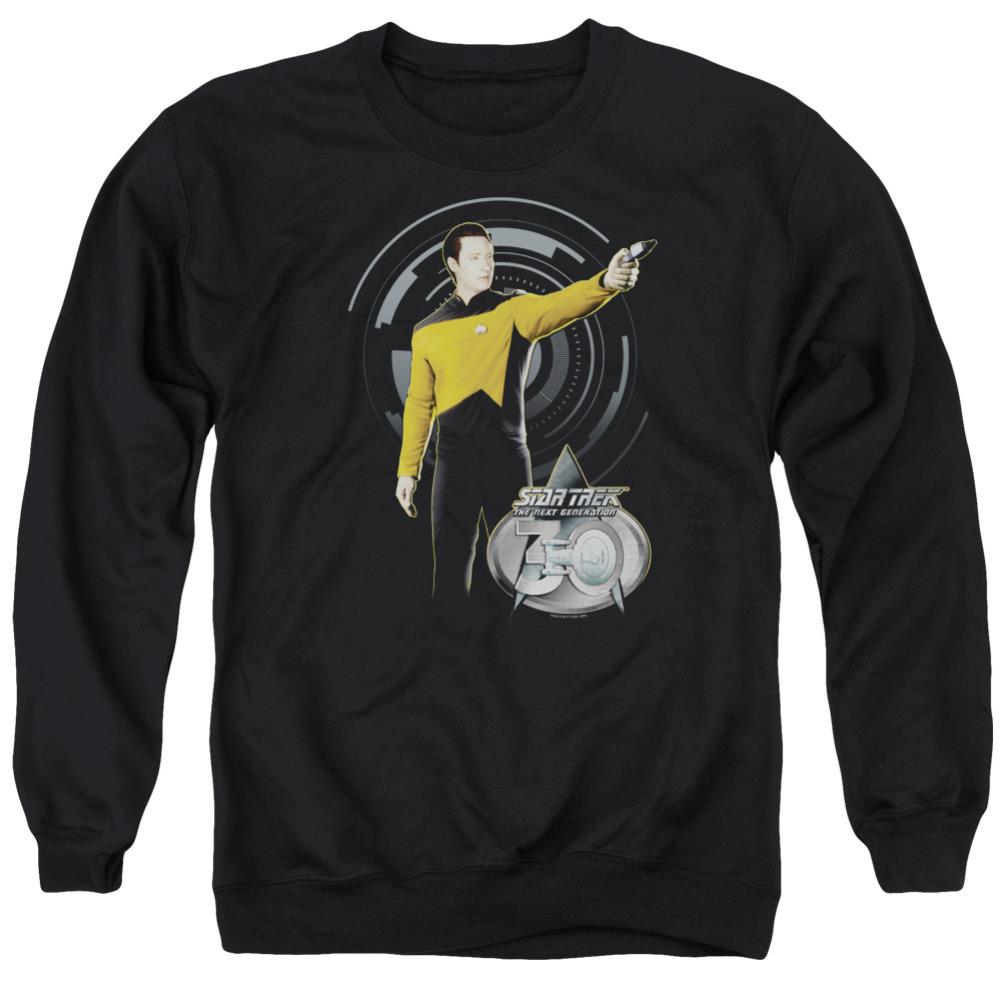 Star Trek Data 30 Men's Crewneck 50 50 Poly Long-Sleeve T-Shirt