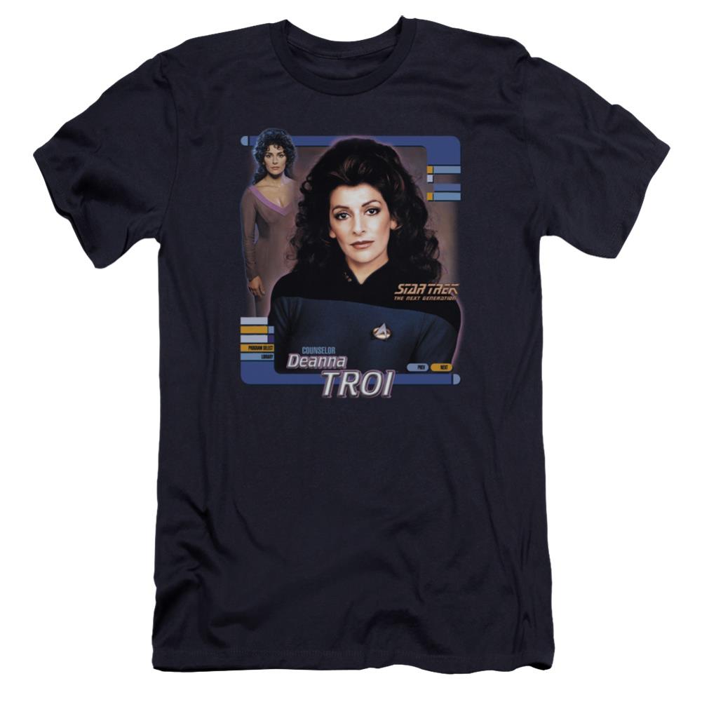 Star Trek Deanna Troi Men's Ultra-Soft 30/1 Cotton Slim Short-Sleeve T-Shirt