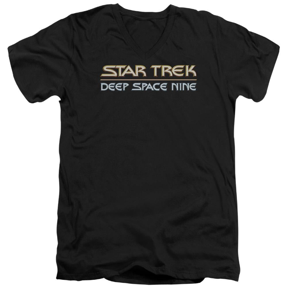 Star Trek Deep Space Nine Logo Men's 30/1 Cotton Slim V-Neck T-Shirt