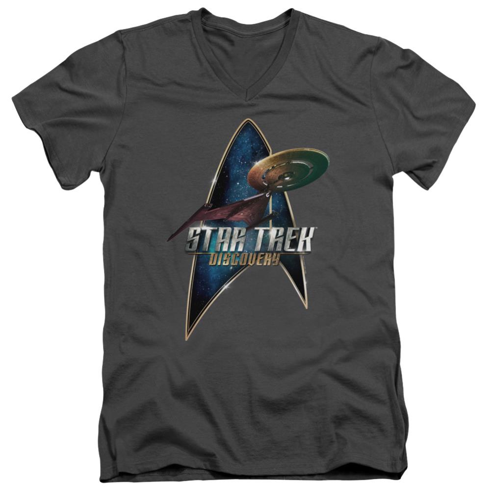 Star Trek Discovery Deco Men's 30/1 Cotton Slim V-Neck T-Shirt