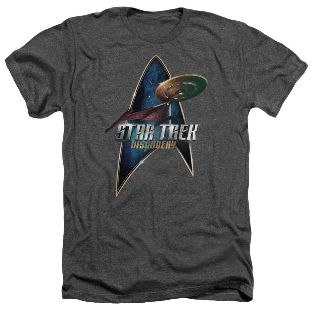 Star Trek Discovery Deco Men's 30/1 Heather 60 40 Poly Short-Sleeve T-Shirt