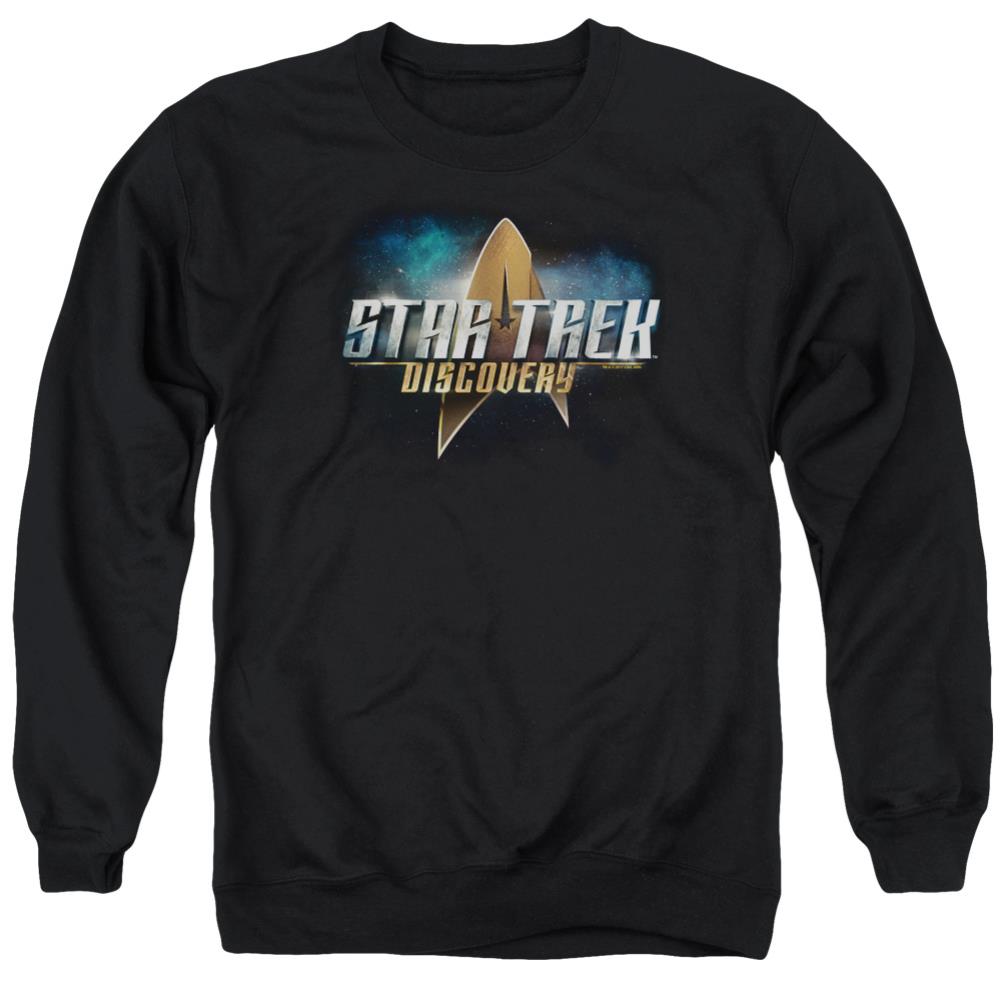 Star Trek Discovery Logo Men's Crewneck 50 50 Poly Long-Sleeve T-Shirt
