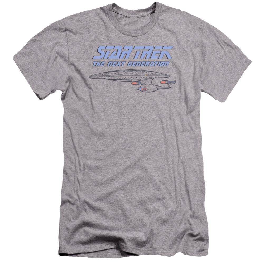Star Trek Distressed TNG Men's Ultra-Soft 30/1 Cotton Slim Short-Sleeve T-Shirt