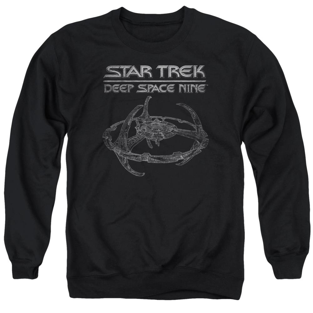 Star Trek DS9 Station Men's Crewneck 50 50 Poly Long-Sleeve T-Shirt