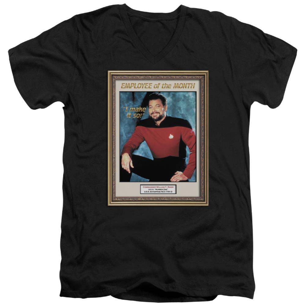 Star Trek Employee Of Month Men's 30/1 Cotton Slim V-Neck T-Shirt