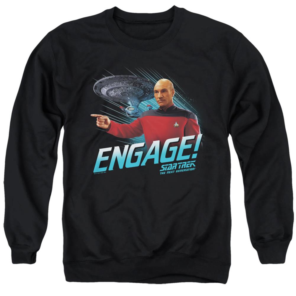 Star Trek Engage Men's Crewneck 50 50 Poly Long-Sleeve T-Shirt