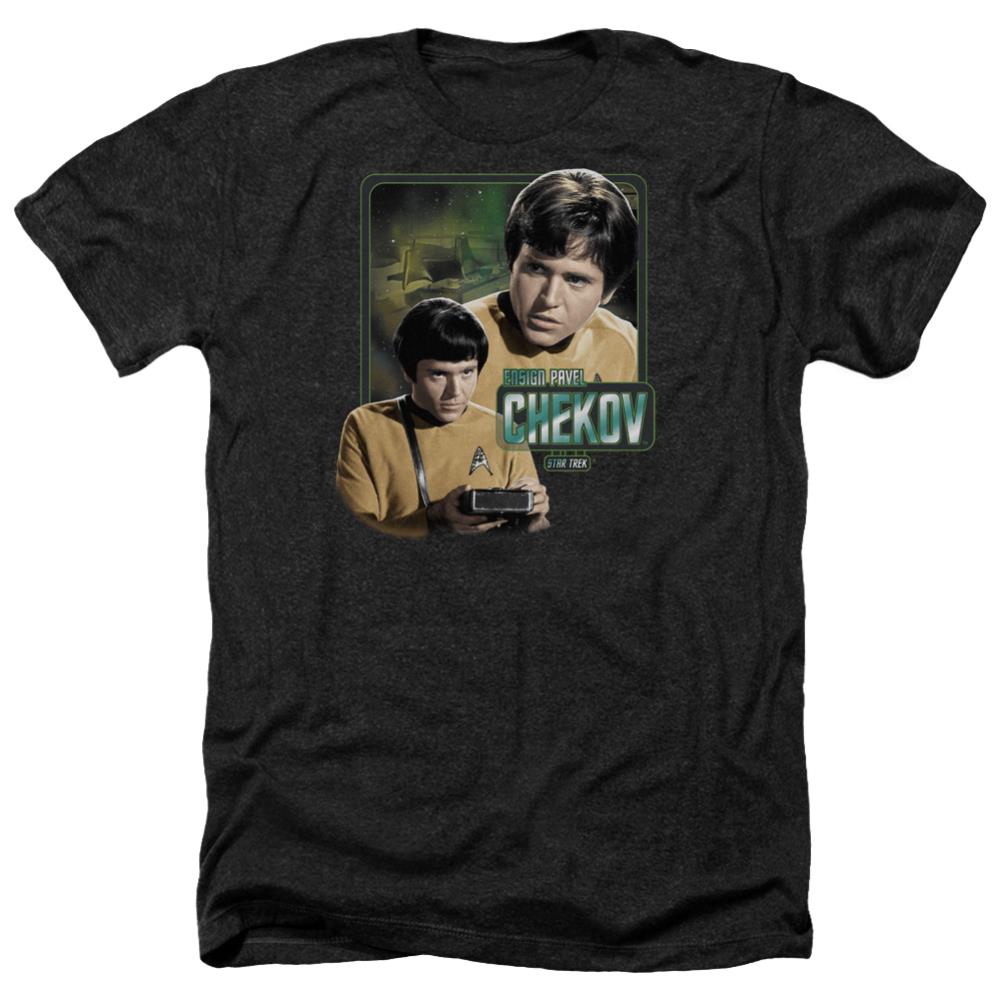 Star Trek Ensign Chekov Men's 30/1 Heather 60 40 Poly Short-Sleeve T-Shirt