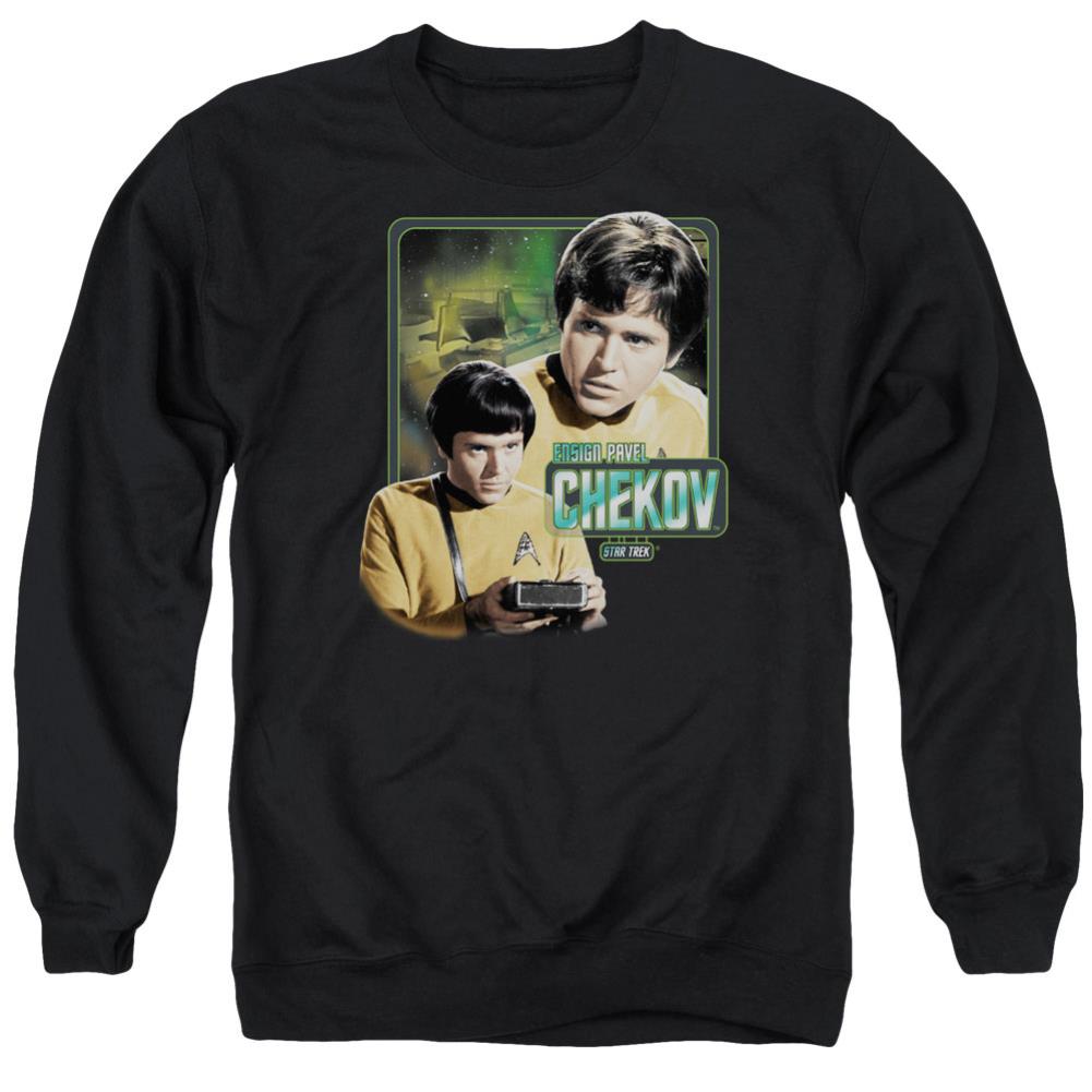 Star Trek Ensign Chekov Men's Crewneck 50 50 Poly Long-Sleeve T-Shirt