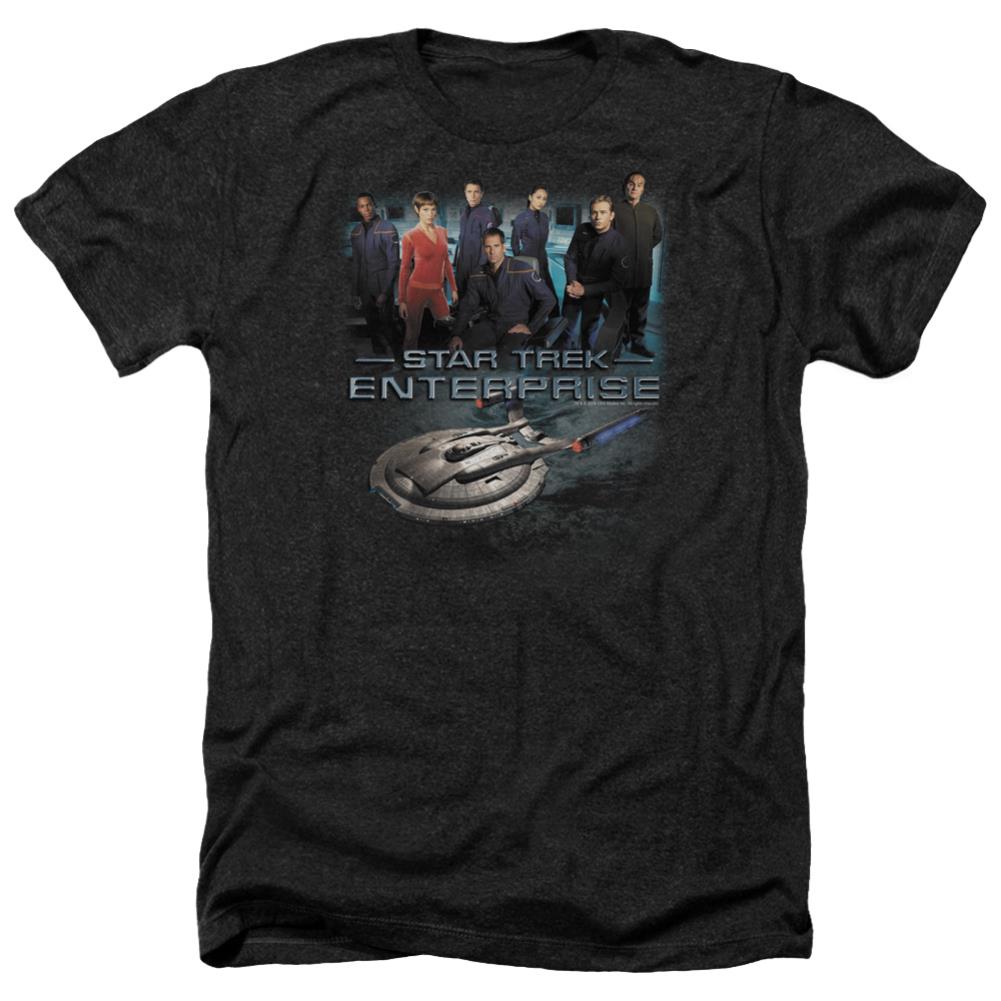 Star Trek Enterprise Crew Men's 30/1 Heather 60 40 Poly Short-Sleeve T-Shirt