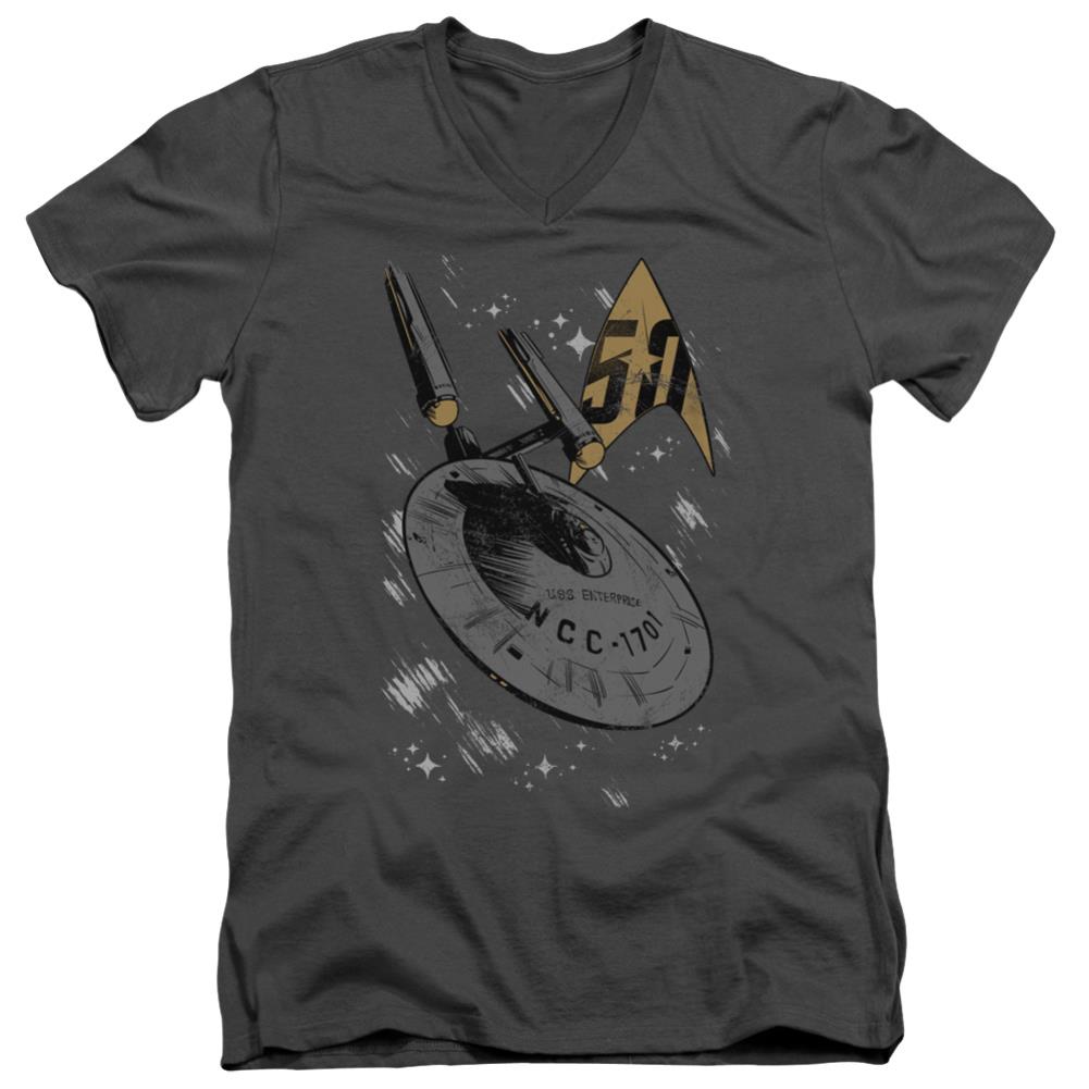 Star Trek Enterprise Dash Men's 30/1 Cotton Slim V-Neck T-Shirt