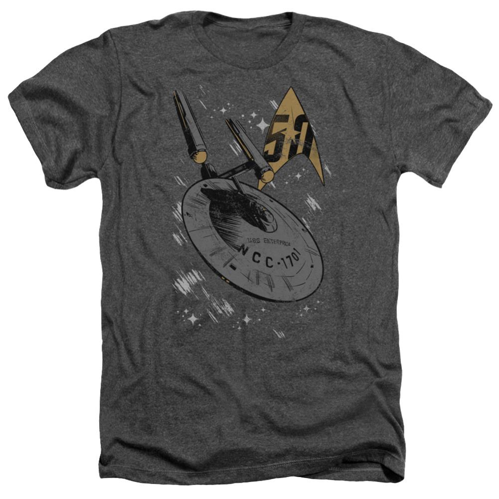 Star Trek Enterprise Dash Men's 30/1 Heather 60 40 Poly Short-Sleeve T-Shirt