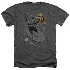 Star Trek Enterprise Dash Men's 30/1 Heather 60 40 Poly Short-Sleeve T-Shirt