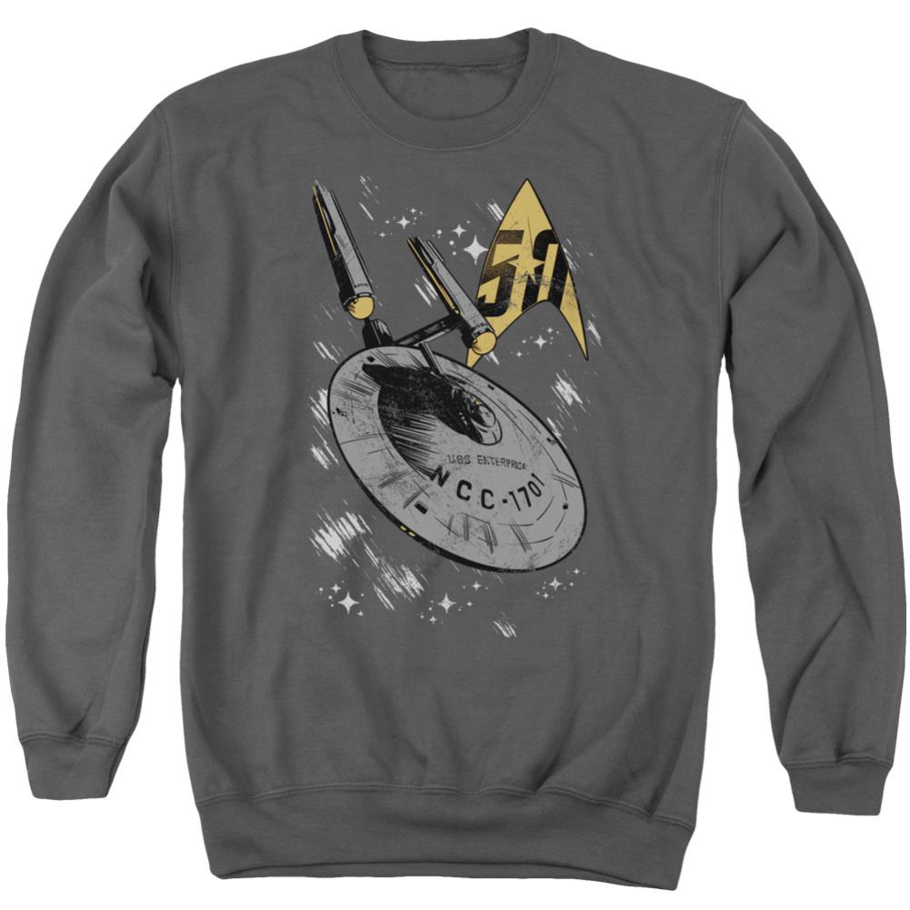 Star Trek Enterprise Dash Men's Crewneck 50 50 Poly Long-Sleeve T-Shirt