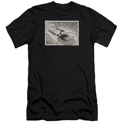Star Trek Enterprise Kanji Men's Ultra-Soft 30/1 Cotton Slim Short-Sleeve T-Shirt