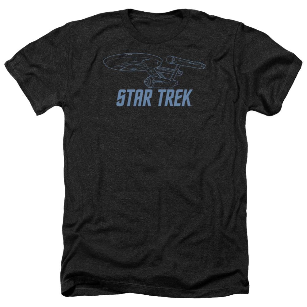 Star Trek Enterprise Outline Men's 30/1 Heather 60 40 Poly Short-Sleeve T-Shirt