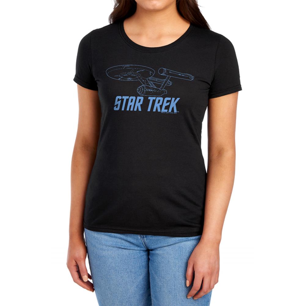 Star Trek Enterprise Outline Women's 18/1 Cotton Short-Sleeve T-Shirt