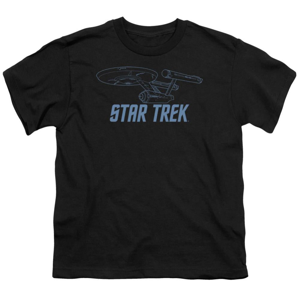 Star Trek Enterprise Outline Youth 18/1 100% Cotton Short-Sleeve T-Shirt