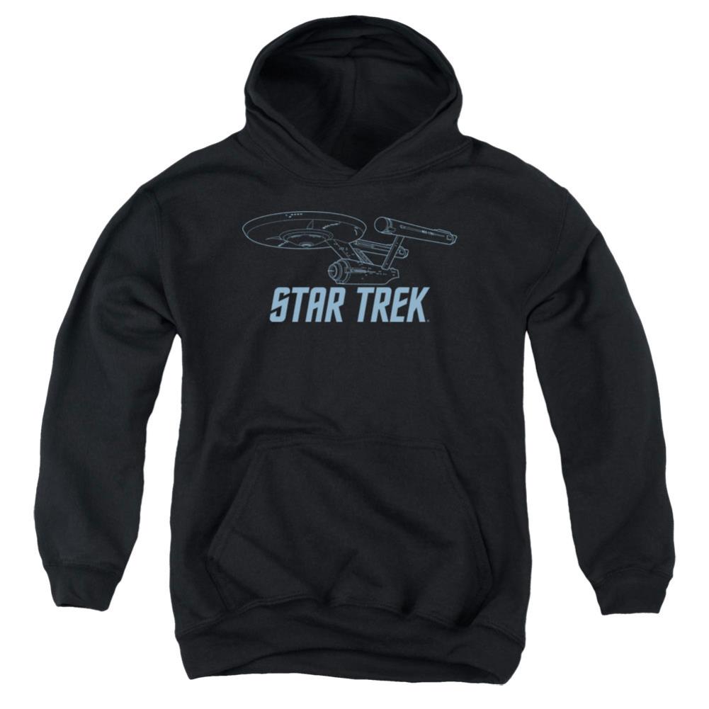 Star Trek Enterprise Outline Youth Cotton Poly Pull-Over Hoodie