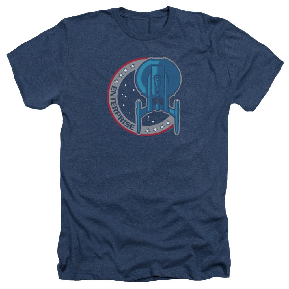 Star Trek Enterprise Patch Men's 30/1 Heather 60 40 Poly Short-Sleeve T-Shirt