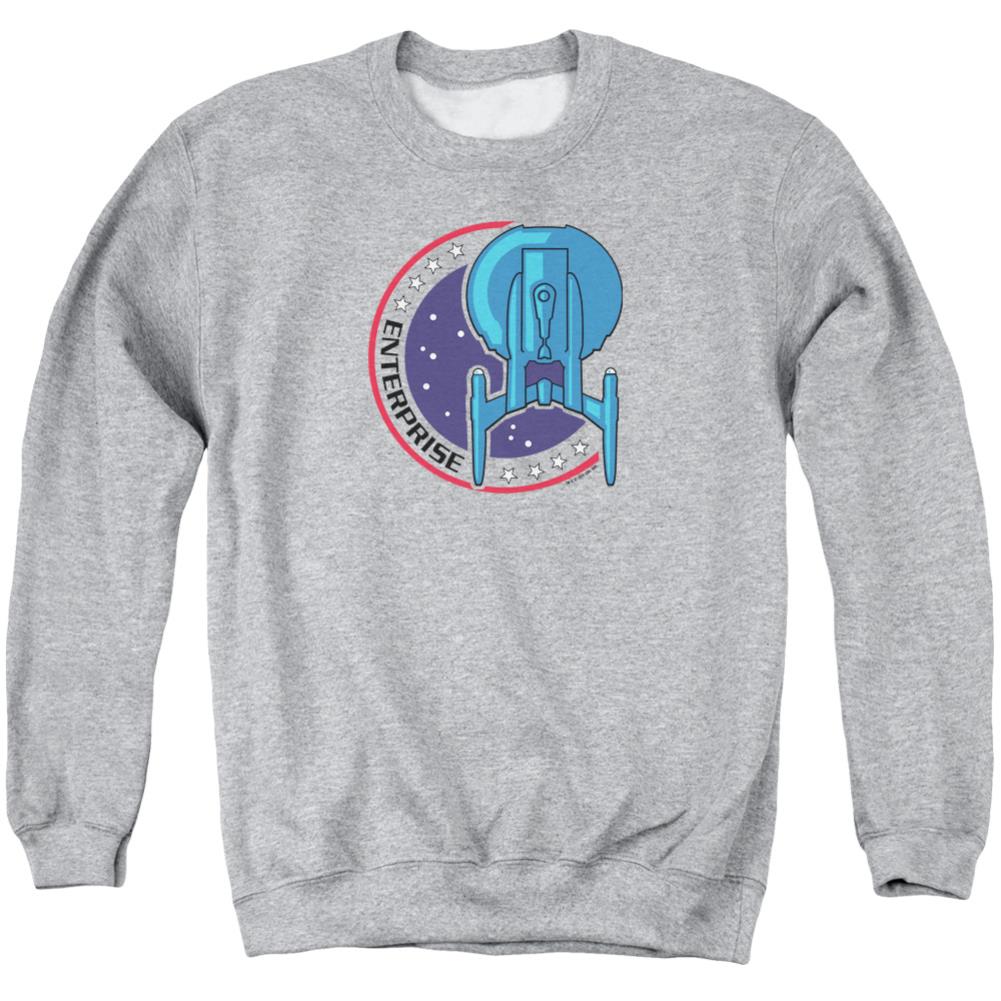 Star Trek Enterprise Patch Men's Crewneck 50 50 Poly Long-Sleeve T-Shirt