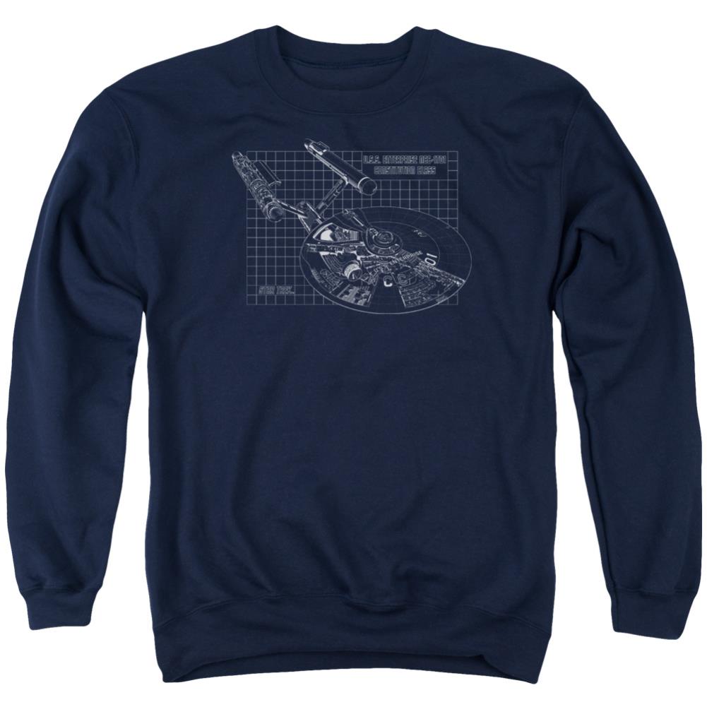 Star Trek Enterprise Prints Men's Crewneck 50 50 Poly Long-Sleeve T-Shirt