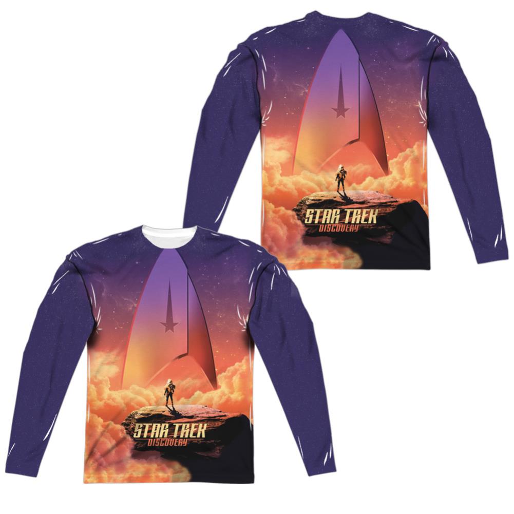 Star Trek Explore (Front/Back Print) Men's Regular Fit Polyester Long-Sleeve T-Shirt