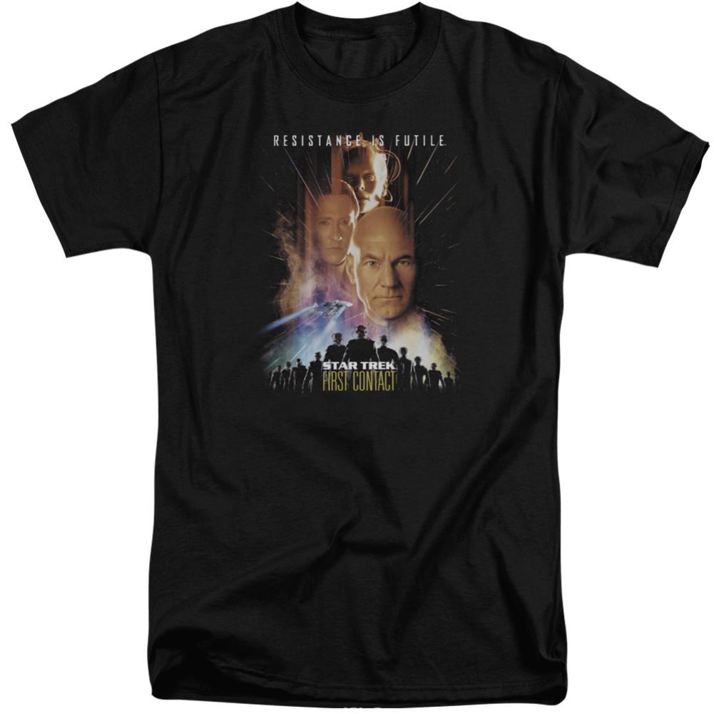 Star Trek First Contact (Movie) Men's 18/1 Tall Cotton Short-Sleeve T-Shirt