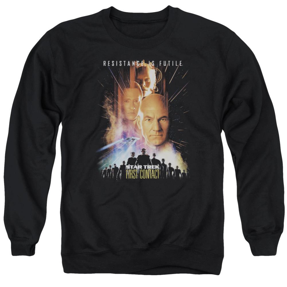 Star Trek First Contact (Movie) Men's Crewneck 50 50 Poly Long-Sleeve T-Shirt