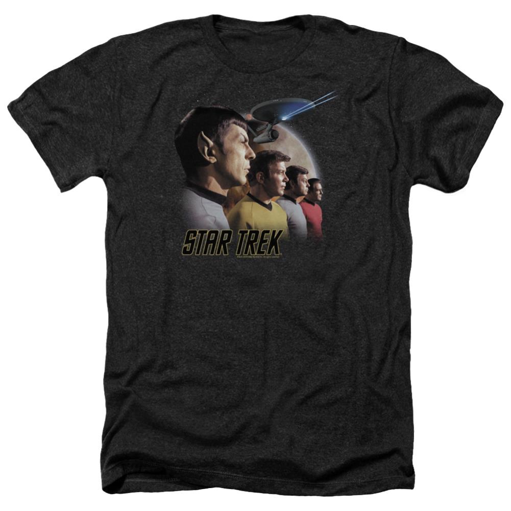 Star Trek Forward To Adventure Men's 30/1 Heather 60 40 Poly Short-Sleeve T-Shirt