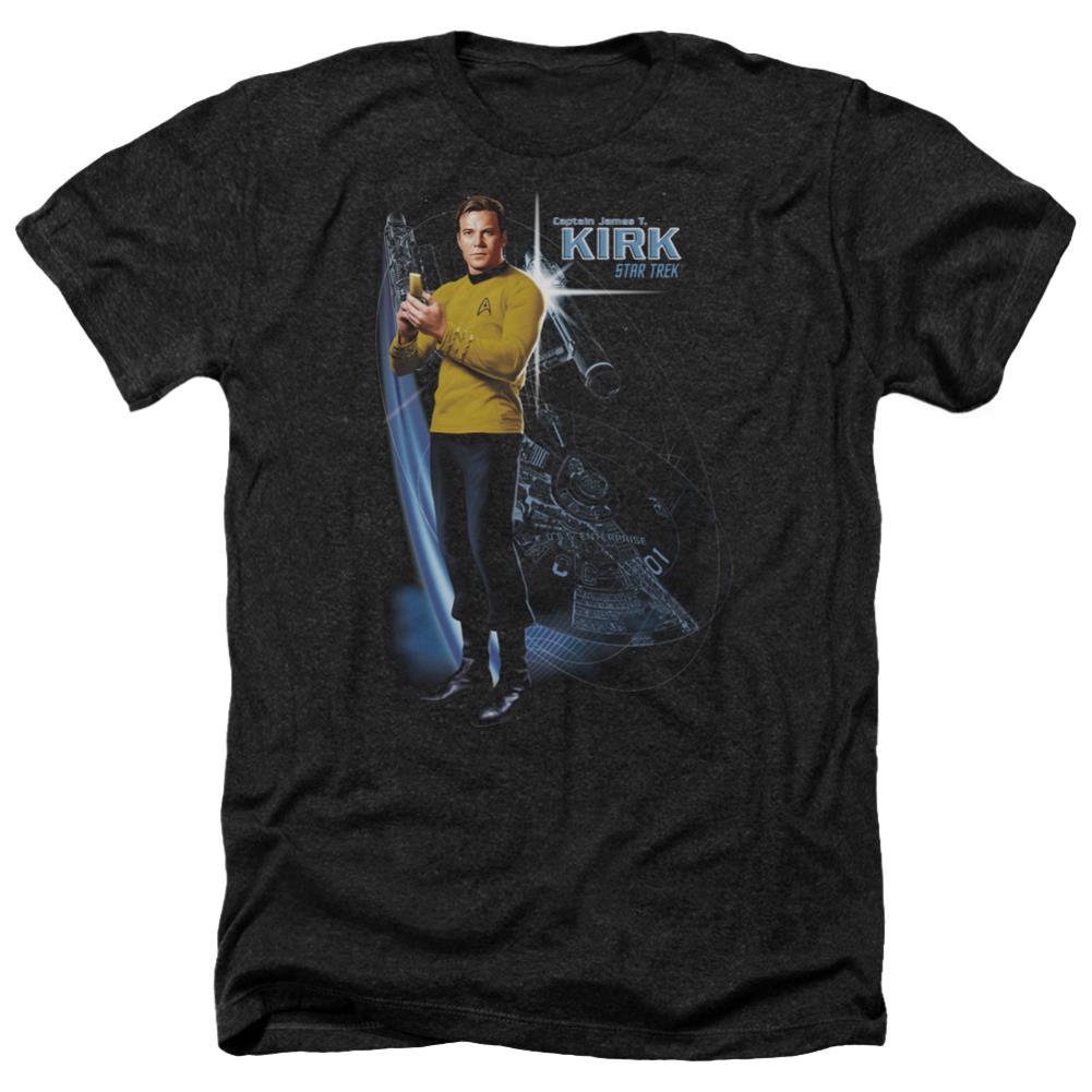 Star Trek Galactic Kirk Men's 30/1 Heather 60 40 Poly Short-Sleeve T-Shirt