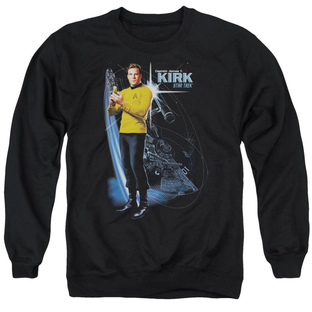 Star Trek Galactic Kirk Men's Crewneck 50 50 Poly Long-Sleeve T-Shirt