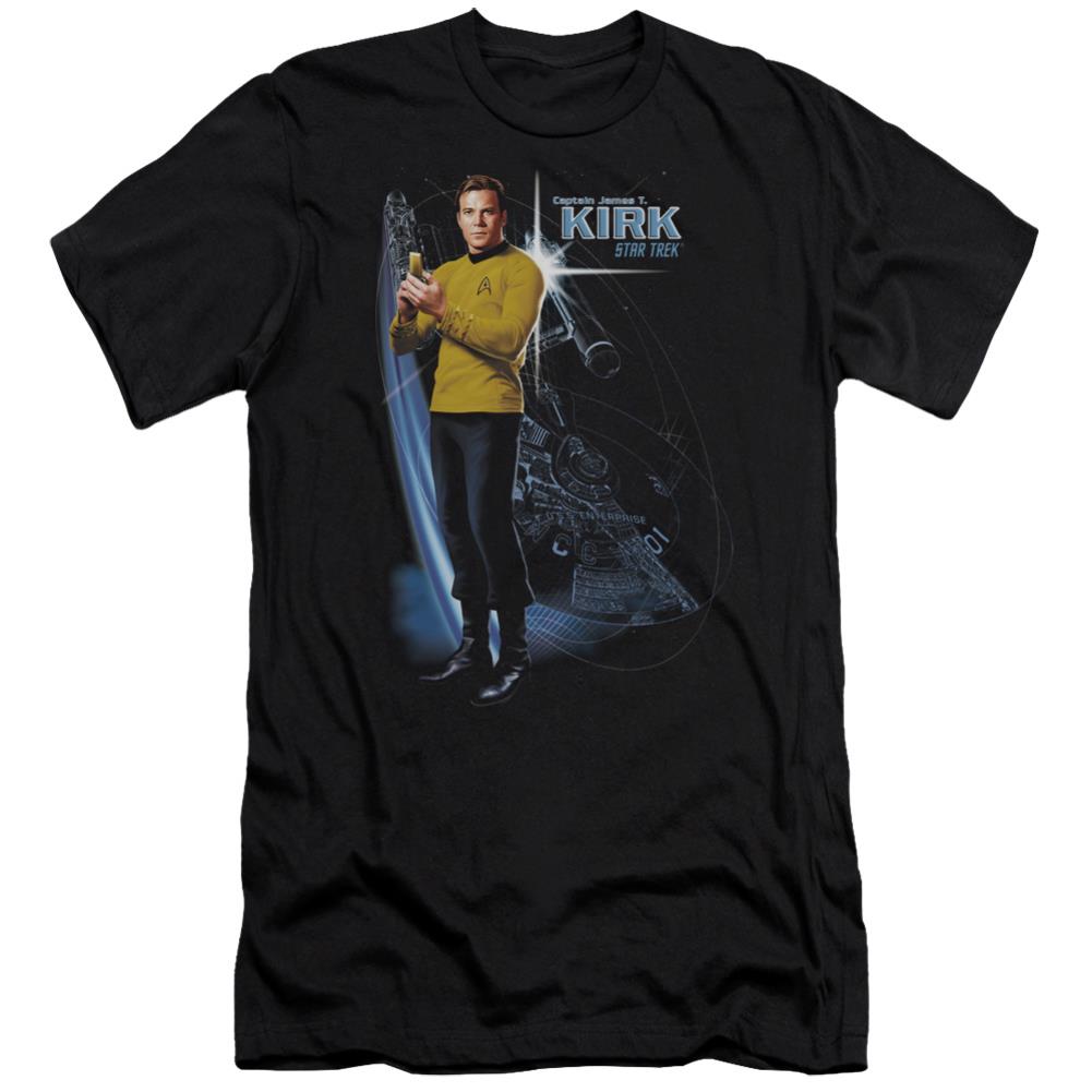 Star Trek Galactic Kirk Men's Ultra-Soft 30/1 Cotton Slim Short-Sleeve T-Shirt