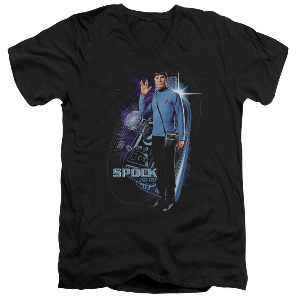 Star Trek Galactic Spock Men's 30/1 Cotton Slim V-Neck T-Shirt