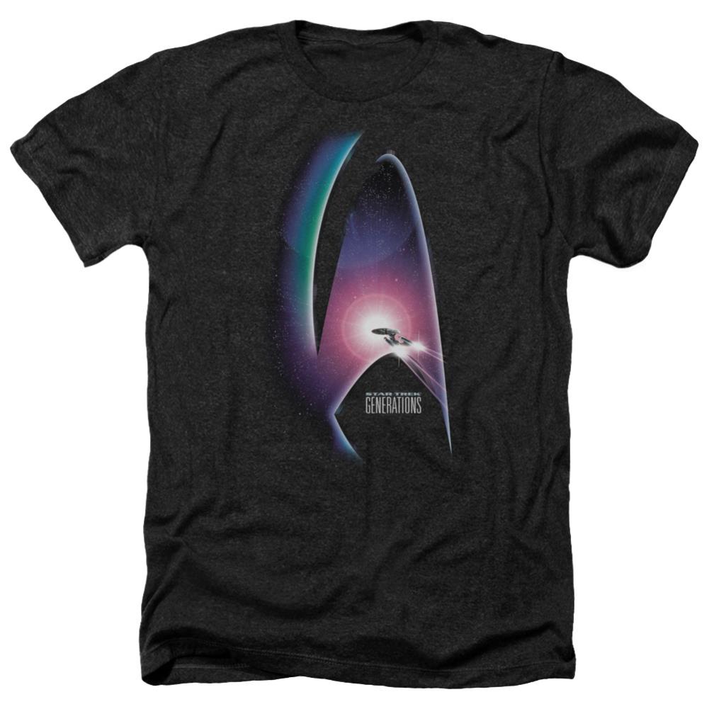 Star Trek Generations (Movie) Men's 30/1 Heather 60 40 Poly Short-Sleeve T-Shirt