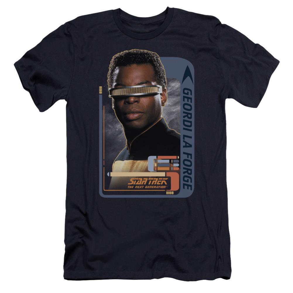 Star Trek Geordi Laforge Men's Ultra-Soft 30/1 Cotton Slim Short-Sleeve T-Shirt