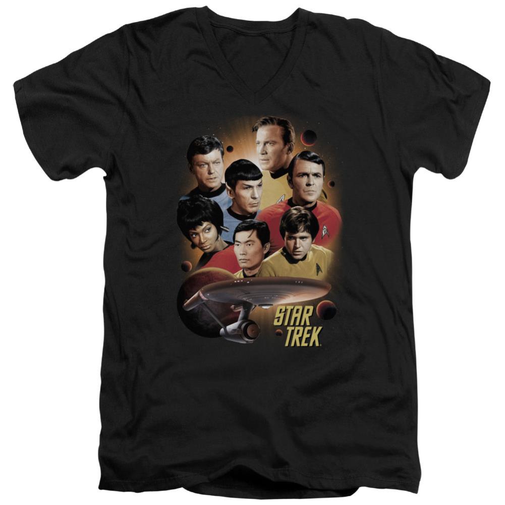 Star Trek Heart Of The Enterprise Men's 30/1 Cotton Slim V-Neck T-Shirt