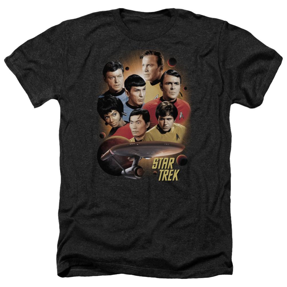 Star Trek Heart Of The Enterprise Men's 30/1 Heather 60 40 Poly Short-Sleeve T-Shirt