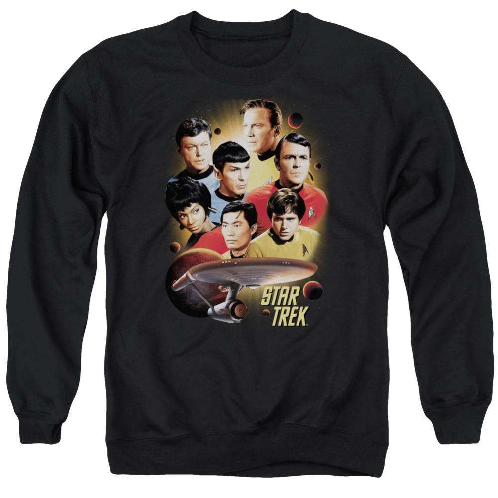 Star Trek Heart Of The Enterprise Men's Crewneck 50 50 Poly Long-Sleeve T-Shirt