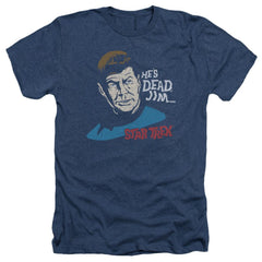 Star Trek He's Dead Jim Men's 30/1 Heather 60 40 Poly Short-Sleeve T-Shirt