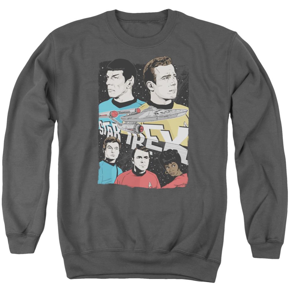 Star Trek Illustrated Crew Men's Crewneck 50 50 Poly Long-Sleeve T-Shirt